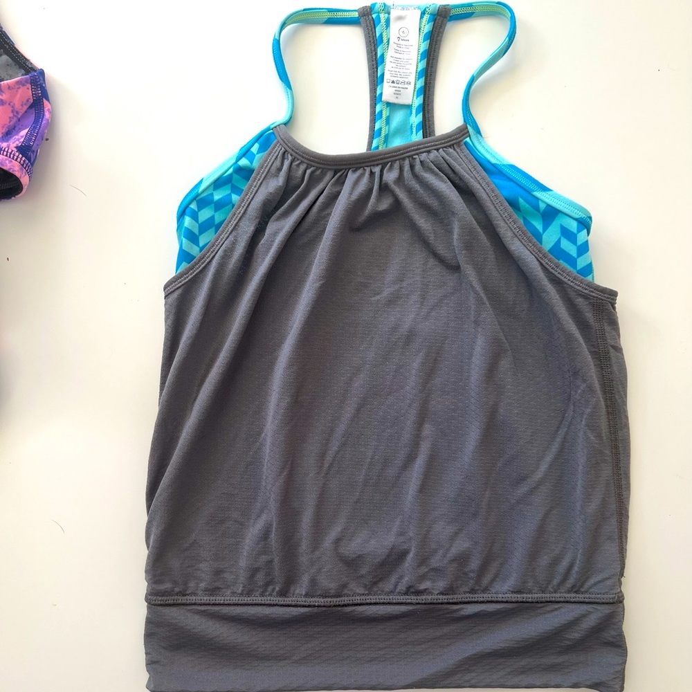 Girls Gray and turquoise Ivivva tank top size 6